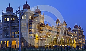 Mysore city palace at dusk