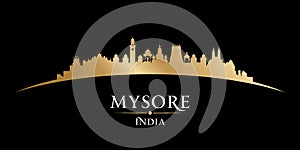 Mysore India city silhouette black background