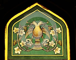 Painted glass coat of arms photo