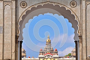 Mysore palace through the main gate. India