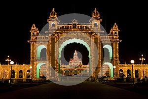 Mysore Palace at night.