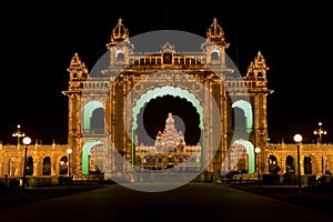 Mysore Palace at night. photo