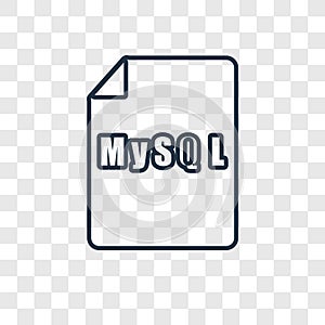 Mysql concept vector linear icon isolated on transparent background, Mysql concept transparency logo in outline style