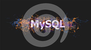 MySQL database banner with colorful plexus design