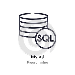 mysql outline icon. isolated line vector illustration from programming collection. editable thin stroke mysql icon on white