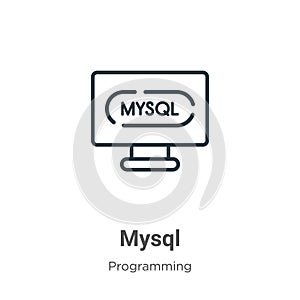 Mysql outline vector icon. Thin line black mysql icon, flat vector simple element illustration from editable programming concept