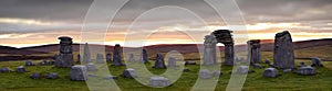 A mysterious and ancient stone circle nestled in a remote moorland