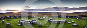 A mysterious and ancient stone circle nestled in a remote moorland