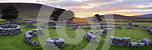 A mysterious and ancient stone circle nestled in a remote moorland