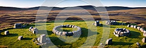 A mysterious and ancient stone circle nestled in a remote moorland