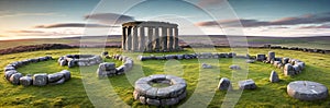 A mysterious and ancient stone circle nestled in a remote moorland