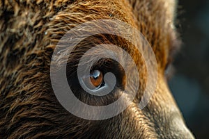 Mysterious Bear eye closeup. Generate Ai