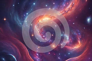A mysterious and beautiful interstellar pattern of stars and galaxies generated by Ai photo