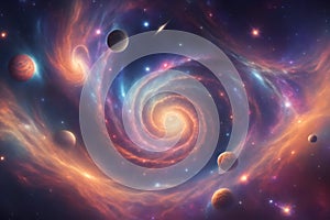 A mysterious and beautiful interstellar pattern of stars and galaxies generated by Ai photo