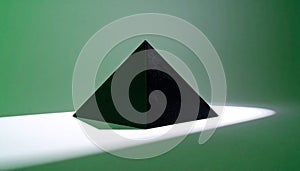 Mysterious Black Pyramid Illuminated by a Spotlight