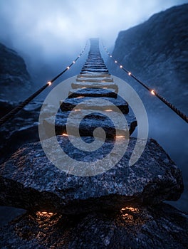 Mysterious bridge leading into the unknown photo