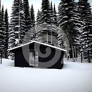 Mysterious cabin in the lonely woods, old rustic wooden cottage, nature, landscape, generative ai