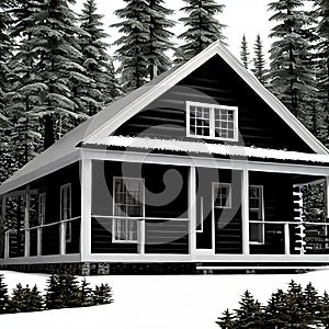 Mysterious cabin in the lonely woods, old rustic wooden cottage, nature, landscape, generative ai