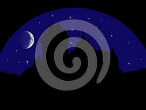 Mysterious castle at night