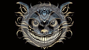 Mysterious Cheshire Cat Grinning in the Dark for Your Halloween Party Invitation.