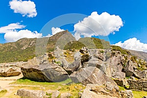 Mysterious city - Machu Picchu, Peru,South America. The Incan ruins and terrace. Example of polygonal masonry