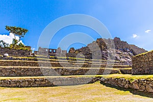 Mysterious city - Machu Picchu, Peru,South America. The Incan ruins and terrace. Example of polygonal masonry