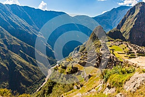 Mysterious city - Machu Picchu, Peru,South America. The Incan ruins and terrace. Example of polygonal masonry