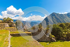 Mysterious city - Machu Picchu, Peru,South America. The Incan ruins and terrace. Example of polygonal masonry