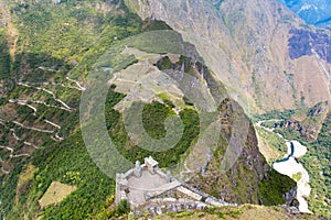 Mysterious city - Machu Picchu, Peru,South America. The Incan ruins and terrace. Example of polygonal masonry