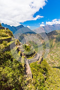 Mysterious city - Machu Picchu, Peru,South America. The Incan ruins and terrace. Example of polygonal masonry