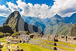 Mysterious city - Machu Picchu, Peru,South America. The Incan ruins and terrace. Example of polygonal masonry