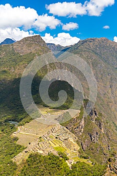 Mysterious city - Machu Picchu, Peru,South America. The Incan ruins and terrace. Example of polygonal masonry