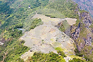 Mysterious city - Machu Picchu, Peru,South America. The Incan ruins and terrace. Example of polygonal masonry