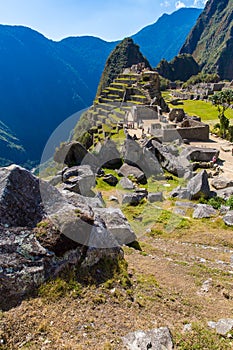 Mysterious city - Machu Picchu, Peru,South America. The Incan ruins and terrace. Example of polygonal masonry