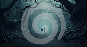 mysterious dark forest landscape