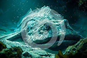 Mysterious Deep Sea Creature Lurking Underwater, Exotic Marine Life Scene, Oceanic Wildlife Photography