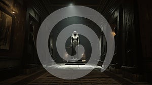 Mysterious Egyptian Statue In Unreal Engine Stone Hallway photo