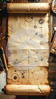Mysterious Engineering Diagram on Old Parchment