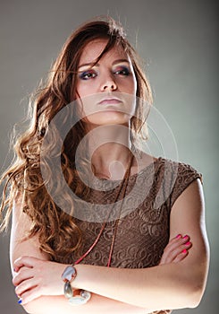 Mysterious enigmatic attractive woman girl