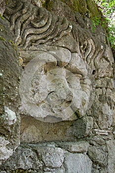 Mysterious Face Sculpture in Park of the Monsters