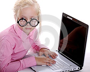 Mysterious Girl Typing on her Laptop in Secrecy