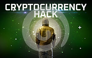 Mysterious hacker, online attack concept