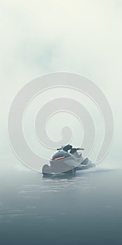 Mysterious Jet Ski In A Foggy Ocean - Photorealistic Rendering