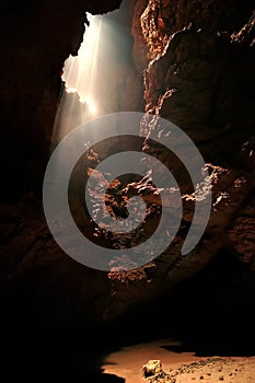 Mysterious light in a cave