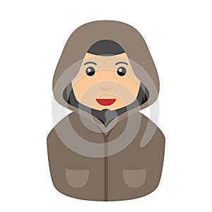 Mysterious Man with Hood Avatar Flat Icon
