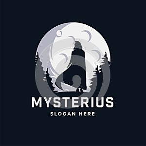 Mysterious Man with Robe Logo Design Template