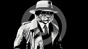 Mysterious Man In Trench Coat: Graphic Illustration With Celebrity Image Mashups photo