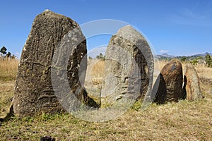 Mysterious megalithic Tiya pillars, UNESCO World Heritage Site, Ethiopia.