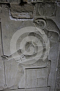 Mysterious murals on the walls of the Temple of Dendera Hathor , near the city of Ken