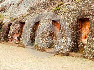 Mysterious niches in the rock, El Fuerte de Samaipata, Bolivia, South America. UNESCO World Heritage Site photo